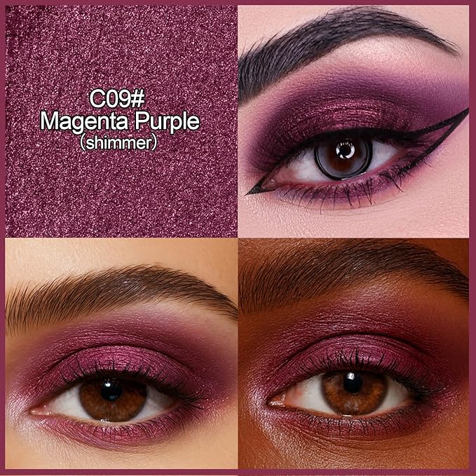 Erinde Waterproof Cream Eyeshadow Stick, Magenta Purple Shimmer Eye Shadow Sticks, Cream to Powder Eyeshadow Crayon, Buildable & Blendable Long-Lasting Eye Shadow Stick, Vegan & Cruelty-Free, C09