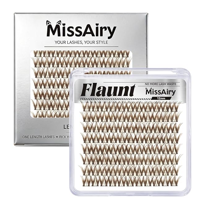 MissAiry Flaunt Lash Clusters Dark Brown Lash Cluster LengthLock Eyelash Clusters Short Lashes Cluster 12MM Wispy Eyelashes Cluster Eyelash Extensions Lash Clusters Wispy(Flaunt Dark Brown 12MM)