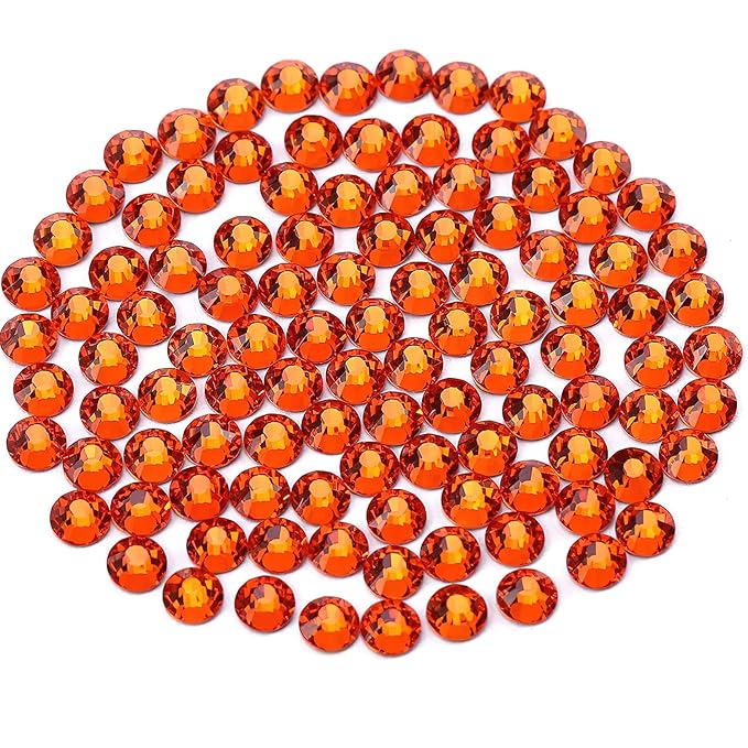 Novani Orange Rhinestones 3000Pcs Flatback Crystal Round Loose Gemstones Glass Rhinestones for Crafts Makeup Nail Art Clothes Shoes DIY Decorations(SS6, 1.9-2.0mm)
