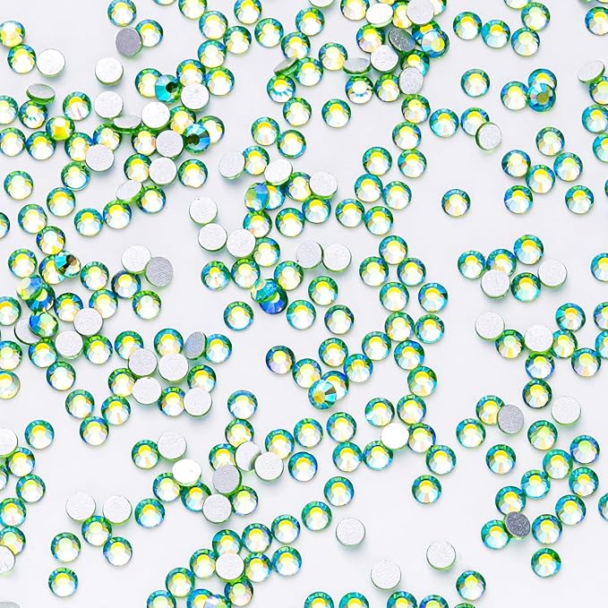 3000Pcs Light-Green Ab Crystal Rhinestones,Glass Flatback Rhinestones Mini Gemstones for Nail Face Makeup Art Crafts Clothes Decoration-(SS4,1.6mm,Light-Green Ab)