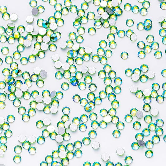 3000Pcs Light-Green Ab Crystal Rhinestones,Glass Flatback Rhinestones Mini Gemstones for Nail Face Makeup Art Crafts Clothes Decoration-(SS4,1.6mm,Light-Green Ab)
