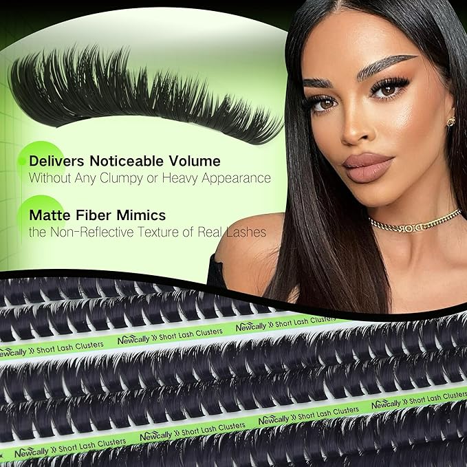 Volume Lash Clusters Fluffy Short 8-10-12MM Cluster Eyelash Extensions Thick Eyelash Clusters D-curly Lash Extension Individual Lashes Long-lasting Effect by Newcally