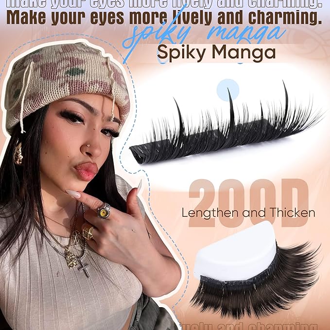 Spiky Lash Clusters Volume Eyelash Clusters With Spikes Wispy Lash Extensions D Curly Individual Lashes Cluster DIY Cluster Eyelash Extensions 10-16mm Thick Lashes Clusters