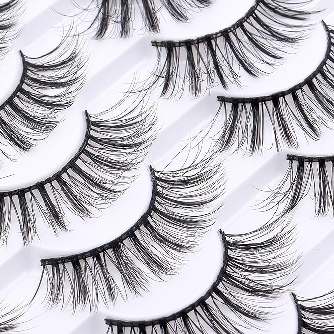 False Eyelashes 20 Pairs Wispy Lashes Faux Mink Lashes 14mm 3D Fluffy Cat Eye Lashes （style 20-057)
