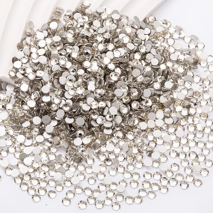 MEIBITE Flatback Rhinestones Bulk, 14400PCS Crystal Rhinestones for Clothes DIY Decoration Crafts, Crystal, SS20, 4.6-4.8mm