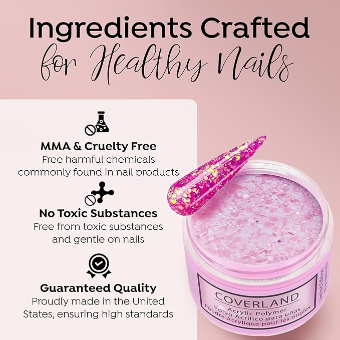 Tones Coverland Acrylic Nail Powder "Vacation Mode" - Limited Edition Acrylic Powder for Nail Design, Sculpting, and Masking Nail Bed Imperfections - Professional Acrylic Nail Supplies - (1.5 Oz)