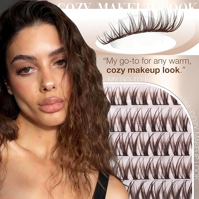 Flaunt Lash Clusters Brown Eyelash Clusters 8-14MM Short Wispy Clutser Eyelash Extensions Natural Individual Lashes Extensions CC Curve Lashes Clusters Dark Brown Cluster Lashes 99 Pcs DIY Lash Pack