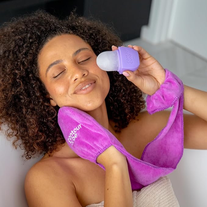 Contour Cube Mini - Revolutionary Ice Roller for Sculpting & De-Puffing - Face Ice Roller & Massager - Ice Mold for Face - Compact Skin Care Tools for Daily Skincare & Travel - Violet
