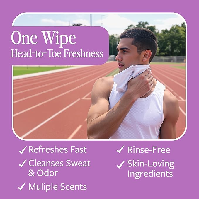 HyperGo XL Body Wipes for Women & Men – 12" x12" Rinse-Free Full Body Cleansing 10 Count Pack - Variety | Biodegradable, Hypoallergenic, Aloe-Infused | Gym, Festival, Camping Essentials