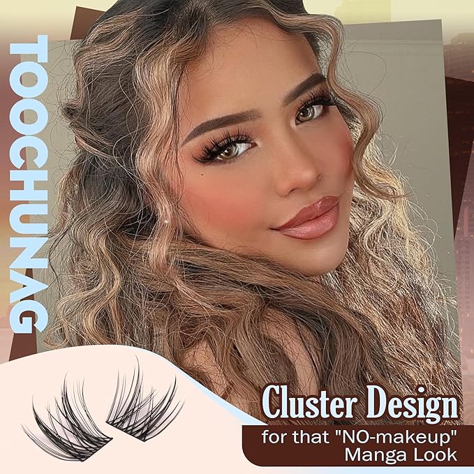 Wispy Lash Clusters Natural Eyelash Clusters 10-14mm Spiky Cluster Eyelash Extensions C Curly Manga Lashes Clusters DIY Individual Lashes Extension Pestañas postizas naturales by TOOCHUNAG