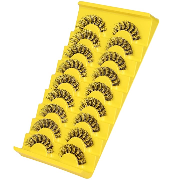 Russian Strip Lashes D Curl zanlufly Fluffy Wispy Clear Band False Eyelashes Cat Eye 6D Lashes Pack