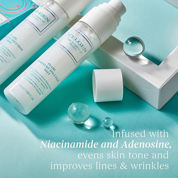 Pearl Moisture Solution Mist – Ultra Fine 3-in-1 Setting Spray with Niacinamide and Pearl Extract, Glow Makeup Primer for Dry Skin, Lightweight Hydrating Facial Toner (4.9 fl oz)