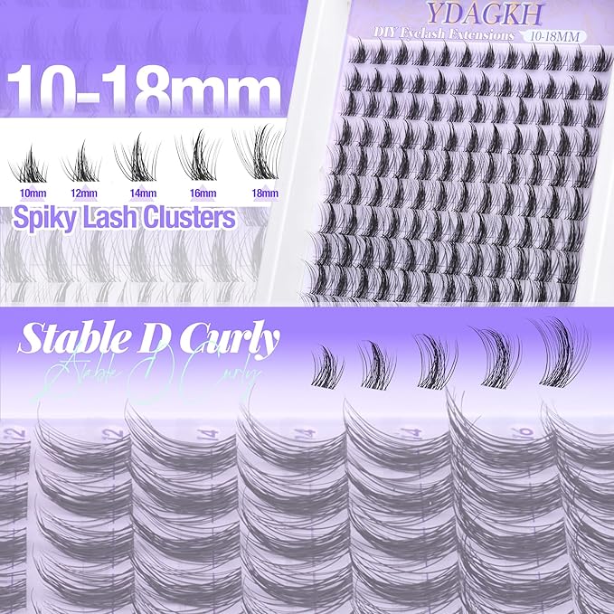 Manga Lash Clusters Spikes Wispy Eyelash Extension Invisible Band Spiky Cluster Eyelash Extensions Anime Fairy Eyelash Clusters 10-18mm DIY Natural Individual Lash Extension 144Pcs Doll Lashes