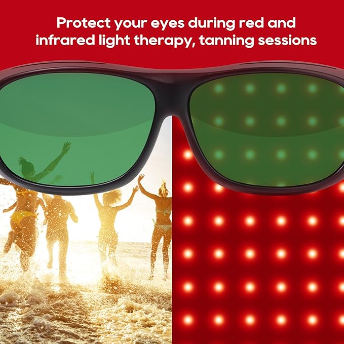 Morfone Red Light Therapy Infrared Eye Protection for Therapy Lamp Full Body & Face, Black