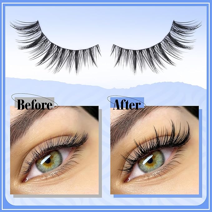 Cat Eye Lash Clusters Kit Spiky Cluster Eyelashes Kit Fairy Eyelash Cluster Anime Individual Lashes Natural Lash Extension Cluster Wispy Manga Cluster Lash Kit with Bond and Seal Lash Glue and Tweezer