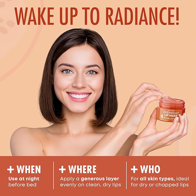 Sundae Glow Lip Mask with Peach & Orange – Hydration, Lip Repair for Dry Cracked Lips & Smoothing – Dermatologist Tested, Korean Lip Care – 95% Natural, Clean Beauty, Cruelty-Free – 1 Pack