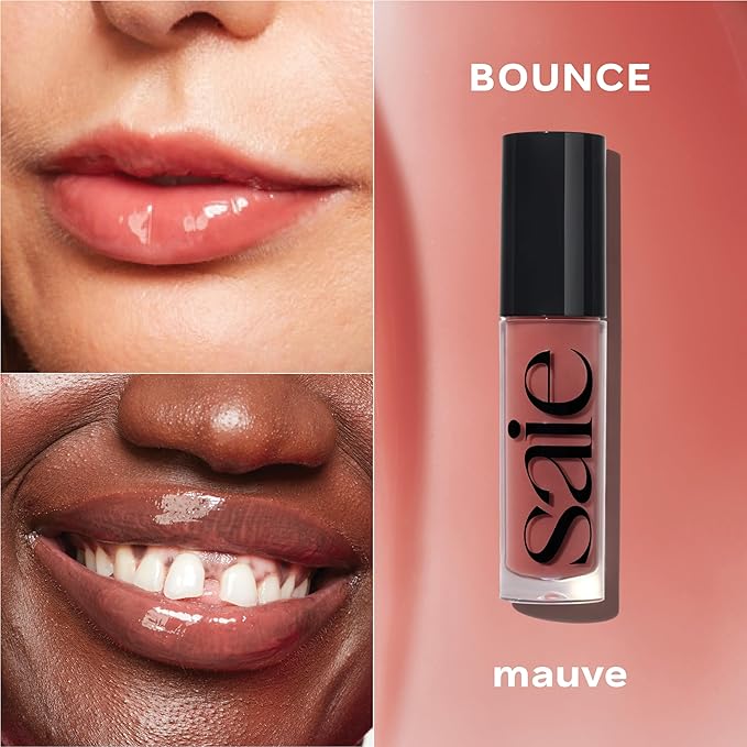 Saie Glossybounce Duo - Hybrid Tinted Lip Oil & Lip Gloss Set - Hydrating, Non-Sticky Shine with Hyaluronic Acid & Jojoba Oil for Soft, Plump Lips - Makeup Gift Set - Disco & Bounce (2 Count)