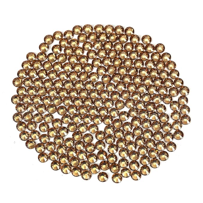 Novani Brown Rhinestones Flatback Rhinestones Glass Nail Gems Stones Jewels Round Gemstones Non-Hotfix Crystal,SS8,1440 Pieces,Topaz