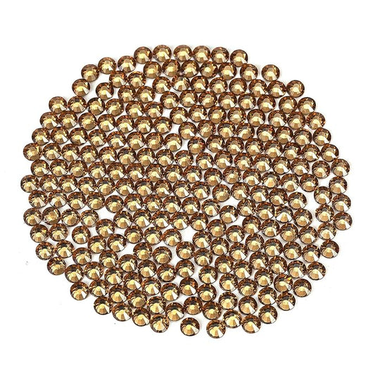 Novani Brown Rhinestones Flatback Rhinestones Glass Nail Gems Stones Jewels Round Gemstones Non-Hotfix Crystal,SS6,1440 Pieces,Topaz