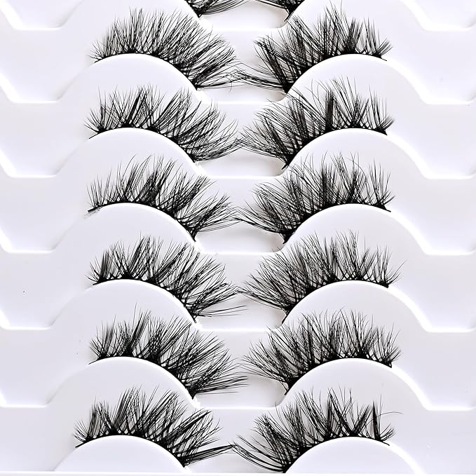 Half Lashes False Eyelashes Wispy Fake Lash Strips Natural Cat Eye Strip Eyelash Pack 14 Pairs Mink Half Lashes Cateye 7-15mm Half Eyelashes for Women