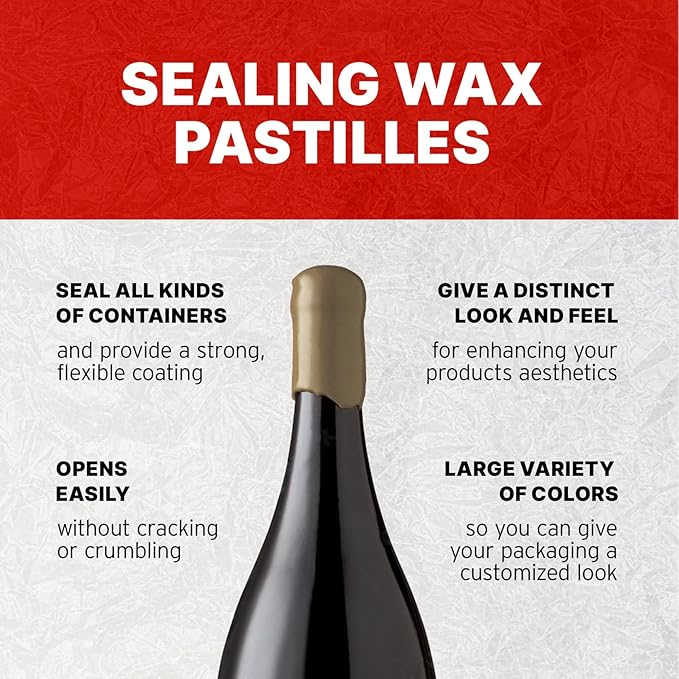 Blended Waxes, Inc. Bottle Sealing Wax, Pastille Wax Seal Beads For Wine, Beer, and Liquor Bottle Sealing, Seals Between 25-30 Bottles, 1 lb, Platinum