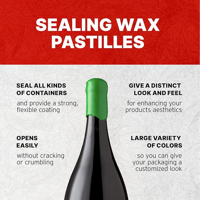 Blended Waxes, Inc. Bottle Sealing Wax, Pastille Wax Seal Beads For Wine, Beer, and Liquor Bottle Sealing, Seals Between 25-30 Bottles, 1 lb, Emerald Green