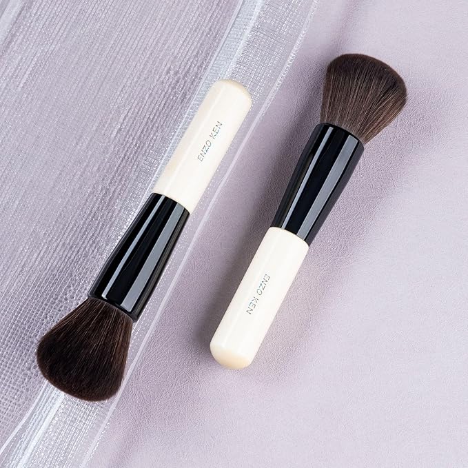 Natural Black Goat Hair Kabuki Powder Brush, Natural Hair Blush Brush & Contour Brush, Natural Face Powder Brush, Natural Bristle Makeup Brushes for Powder Contour and Bronzer (K804)