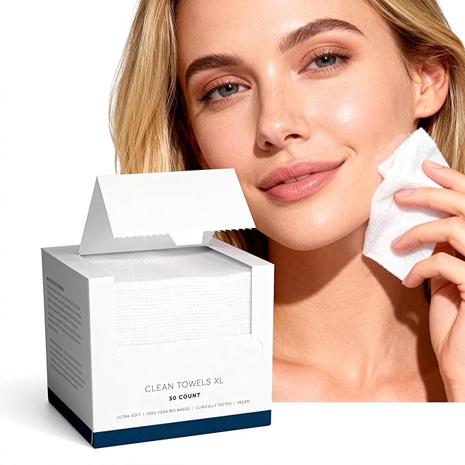 Face Towels,Disposable Face Towel, Facial Washcloth, Makeup Remover Dry Wipes,50 Ct,Clean Facial Towels for Sensitive Skin, (1, XL)