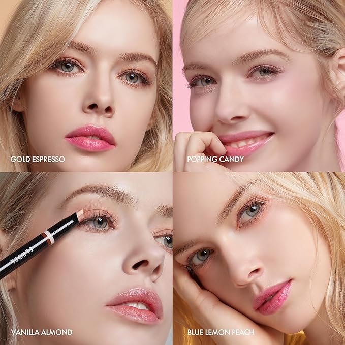 Blanc Double Shadow Stick - 48HR Long Lasting Dual-Tone Eye Shadow Pencil - Combines Glitter w/Soft Matte or Shimmer - Waterproof & Smudge-Proof Eyeshadow Makeup 0.05 oz (#08 Popping-Candy)