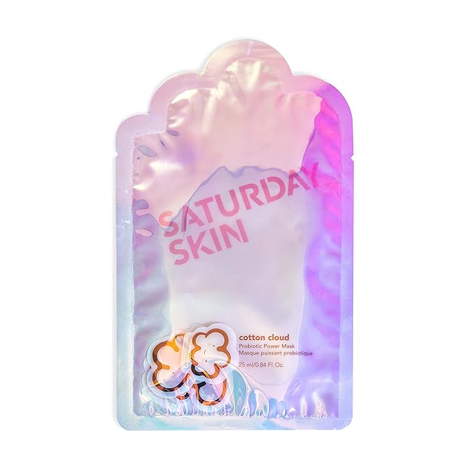 Saturday Skin Cotton Cloud Probiotic Power Face Mask Vit E Seabuckthorn Fruit Extract Omega Fatty Acids For Healthy Skin And Glow Self Home Care Facial Mask Sheet (25ml/0.84 Fl Oz)