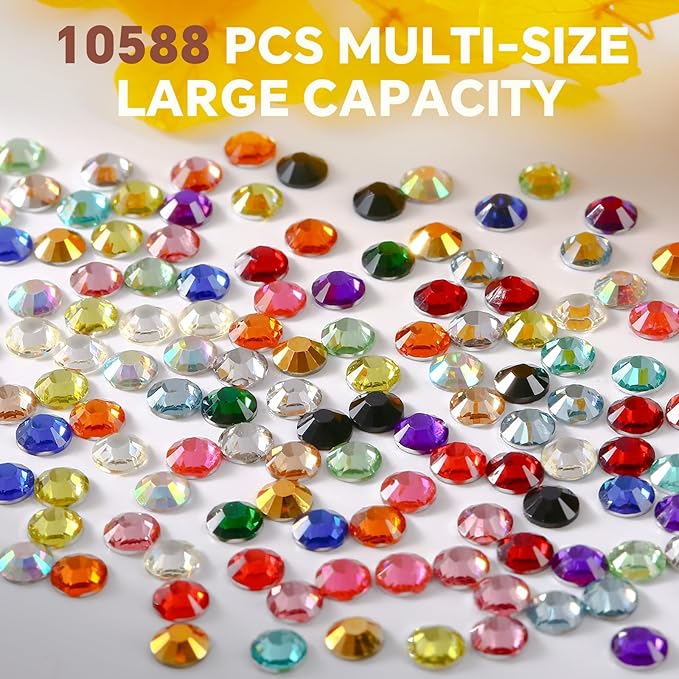 10588Pcs 5mm Mixed Color Flatback Rhinestones Kit for Nail Crafts DIY Decoration Non-hotfix Resin Round Shape Crystal