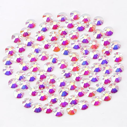 Novani Rhinestones 3000Pcs Flatback Crystal Round Loose Gemstones Glass Rhinestones for Crafts Makeup Nail Art Clothes Shoes DIY Decorations(SS8, 2.3-2.5mm,Transparent)