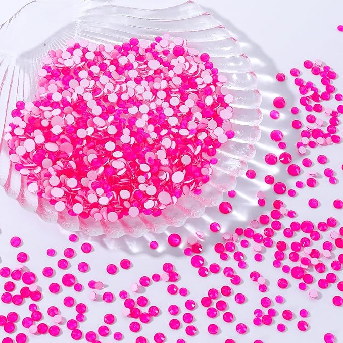 Meibite Neon Rose Flatback Rhinestones, Glass Rhinestones for Nail Art and Craft, Glue Fix, Loose Crystal Gemstones(Neon Rose, SS10, 1440pcs, 2.7-2.8mm)