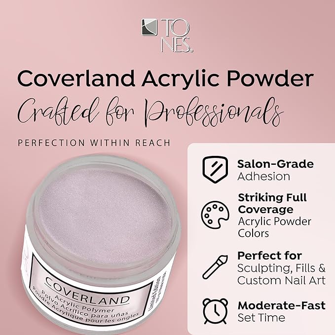 Tones Coverland Acrylic Nail Powder "Sweetie" - Limited Edition Acrylic Powder for Nail Design, Sculpting, and Masking Nail Bed Imperfections - Professional Acrylic Nail Supplies - (1.5 Oz)
