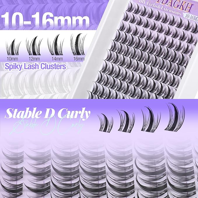 Manga Lash Clusters Natural Spiky Lash Extension Invisible Band Spikes Anime Eyelash Clusters 10-16mm DIY Wispy Individuals Lashes 132Pcs Fairy Eyelash Extension Clear Band