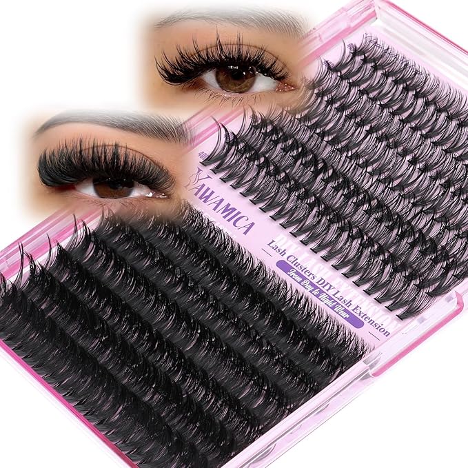 Yawamica 40D+80D Volume Lash Clusters Wispy Eyelash Clusters 280PCS Individual Lashes D Curl 10–18mm DIY Cluster Eyelash Extensions for Lash Extension at Home