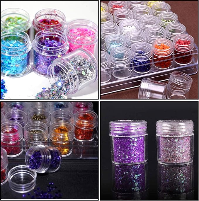 ZOENHOU 3 Pack 30 Jars Diamond Painting Storage Containers, Embroidery Diamond Storage Box Beads Organizer Case with Lid Clear Nail Art Accessories with 2 PCS Label Stickers for Jewelry DIY