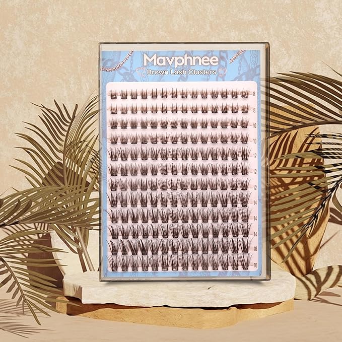 Brown Lash Clusters Natural Cluster Eyelash Extensions Wispy Individual Lashes Extensions Fluffy Eyelash Clusters DIY Cat Eye Doll Eye for Soft Girl Clean Girl Daily Wear (CC-Curly, 168Pcs, 8-16MM)