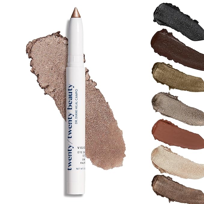 twenty/twenty beauty Visionary Eye Shadow Stick – Shimmer Cream Eye Shadow Pencil - Safe for Sensitive Eyes - Ophthalmologist Developed – Vegan, Cruelty-Free, Clean Ingredients (Rose Colored Glasses)