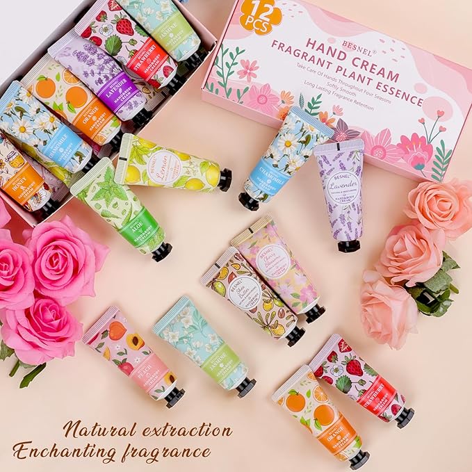 12 Pack Hand Cream Gift Set For Women, Mini Hand Lotion Travel Size in Bulk for Dry Cracked Hands, Graduation Gifts, Teacher Appreciation Gifts, Thanksgiving gift, Bridesmaid Gift,Party Favors