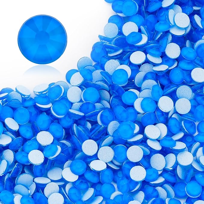 Meibite Neon Blue Flatback Rhinestones, Glass Rhinestones for Nail Art and Craft, Glue Fix, Loose Crystal Gemstones(Neon Blue, SS12, 1440pcs, 2.9-3.0mm)