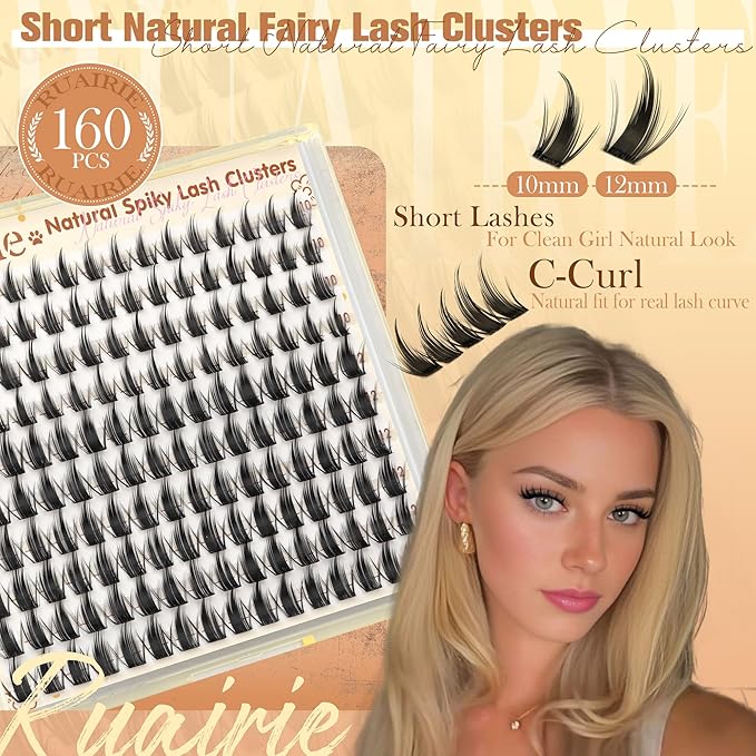 Fairy Lash Clusters Manga 10-12mm Short Eyelash Clusters Natural Lashes Clusters Wispy Cluster Eyelash Extensions Cluster Lashes C Curly Individual Lashes DIY Lash Extensions by Ruairie