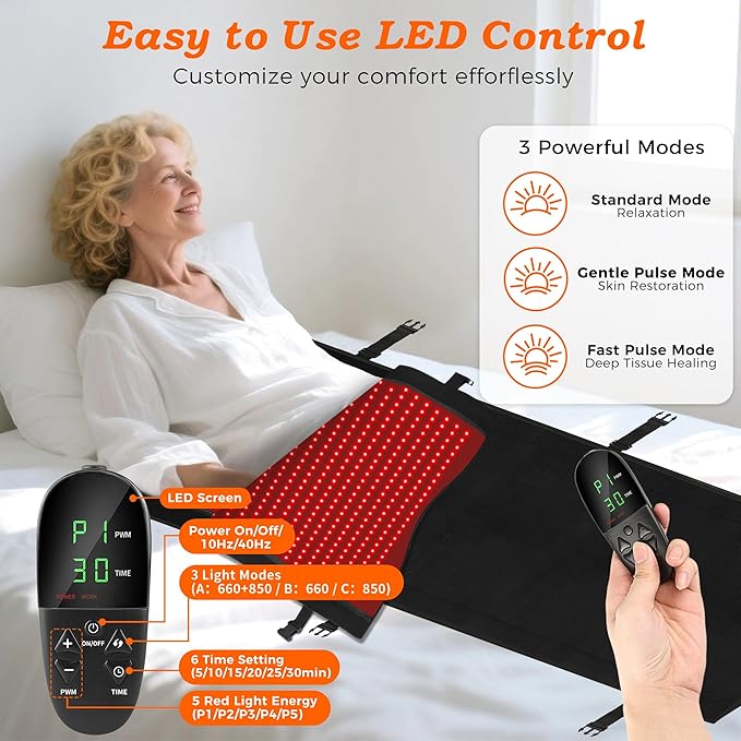 2025 New Full-Body Red Lights Therapy Mat- Triple-Mode Red Light Therapy Mat, 2 in1 LED 660 850 Infrared Reds Light Blanket with 2570 LEDs, Gift for Women Men Mom Father Lover
