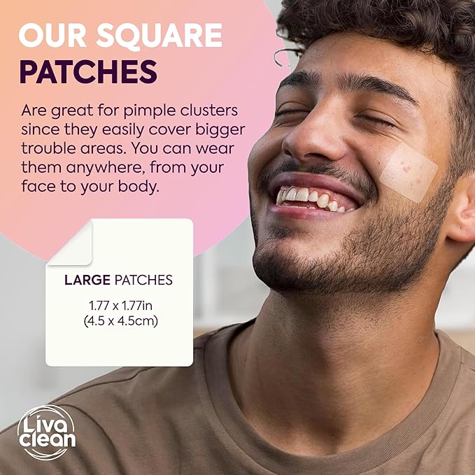 Livaclean 40CT Large Pimple Patches for Face - Big Pimple Patches Large Hydrocolloid Patch for Blemishes - Body Nose Forehead Chin Acne Patch - XL Zit Stickers