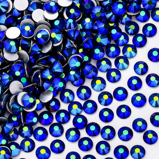 288Pcs Jet Ab Crystal Rhinestones,Glass Flatback Rhinestones Gemstones for Nail Face Makeup Art Crafts Clothes Decoration-(SS30,6.5mm,Jet Ab)