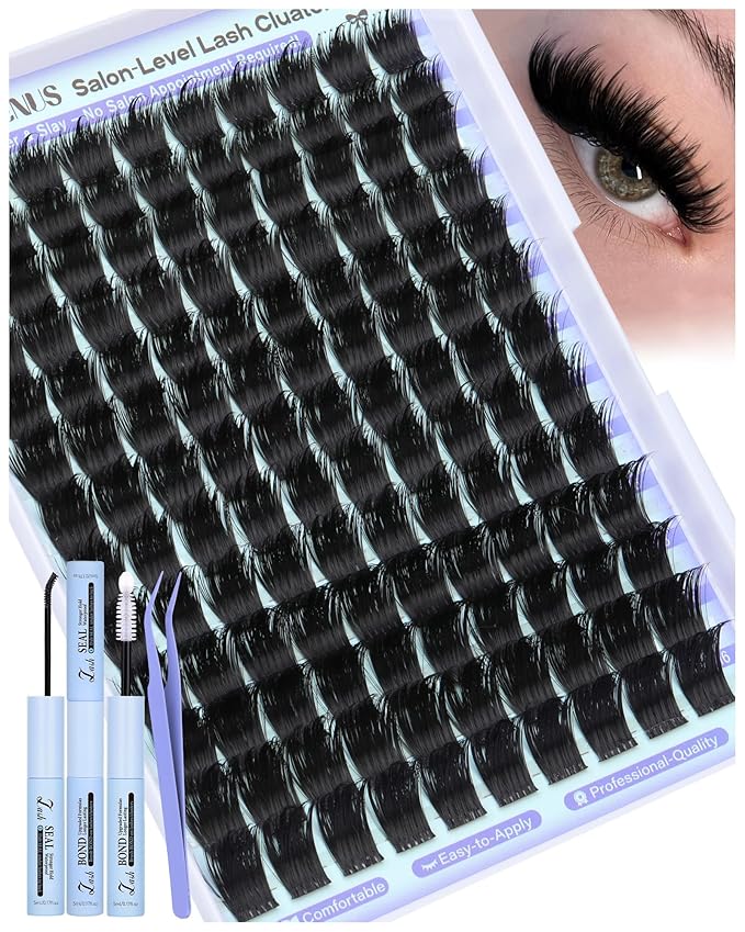 Goddvenus Salon-Like Lash Clusters Kit With Spikes DIY Eyelash Clusters D Curve Spiky Full Cluster Eyelash Extensions Kit Individual Lashes Cluster Kit (10-16mm 130Pcs)
