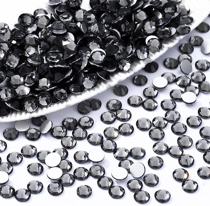 Meibite Gray Flatback Rhinestones, Glass Rhinestones for Nail Art and Craft, Glue Fix, Loose Crystal Gemstones(Gray, SS16, 1440pcs, 3.8-4.0mm)