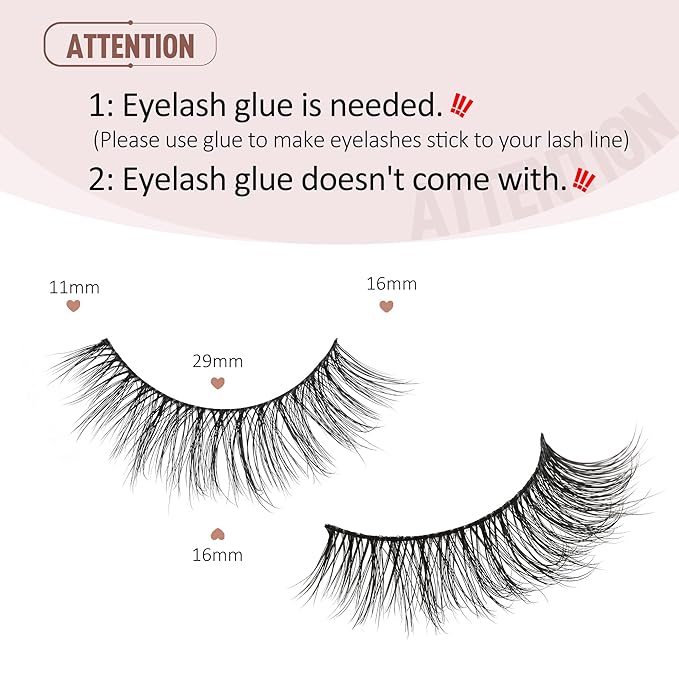 Onlyall Wispy 1 Eyelashes for Natural Flared Look, Soft Fluffy Lashes, Black, 7 Pairs D-K06