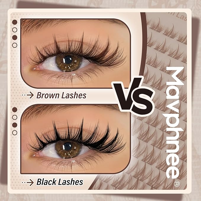 Brown Eyelash Clusters Spiky Lash Clusters Anime Lash Extensions Manga Individual Lashes Natural Cluster Lashes Wispy Cluster Eyelash Extensions Dark Brown C-Curly 10-16MM Lash Clean Girl Aesthetic