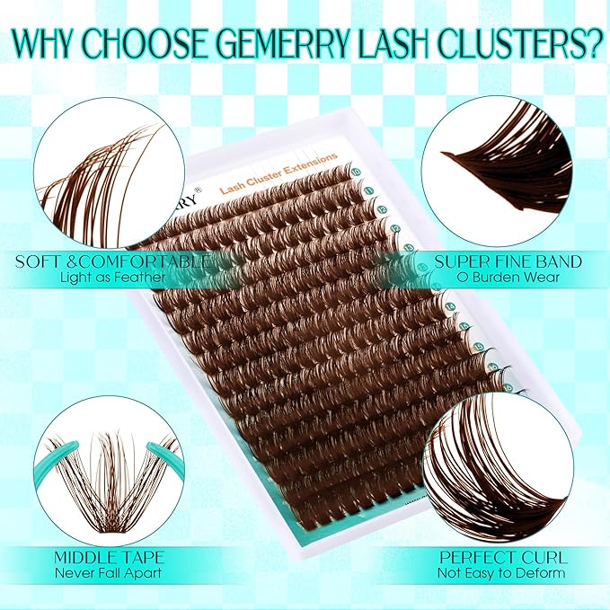Brown Lash Clusters 280PCS Eyelash Clusters Natural Looking Individual Lash Extenison Fluffy Cluster Lashes DIY Lashes at Home by GEMERRY（40P-10-18mm-Brown)